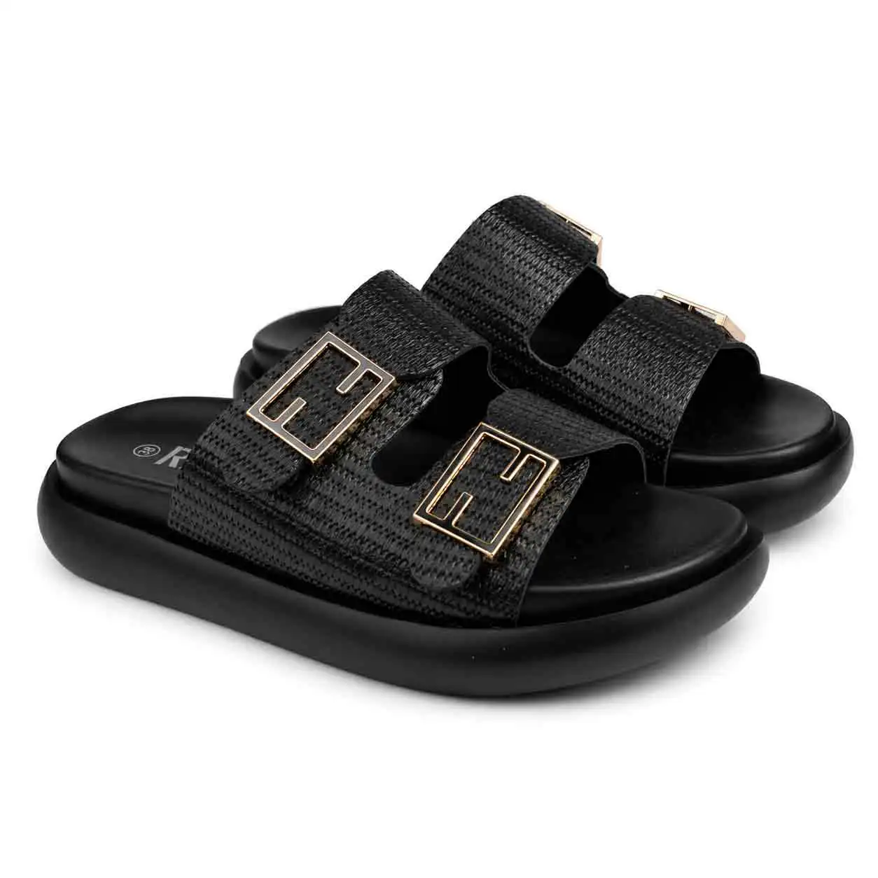 Sandale Compense pour femme 8099-2 noir miniature